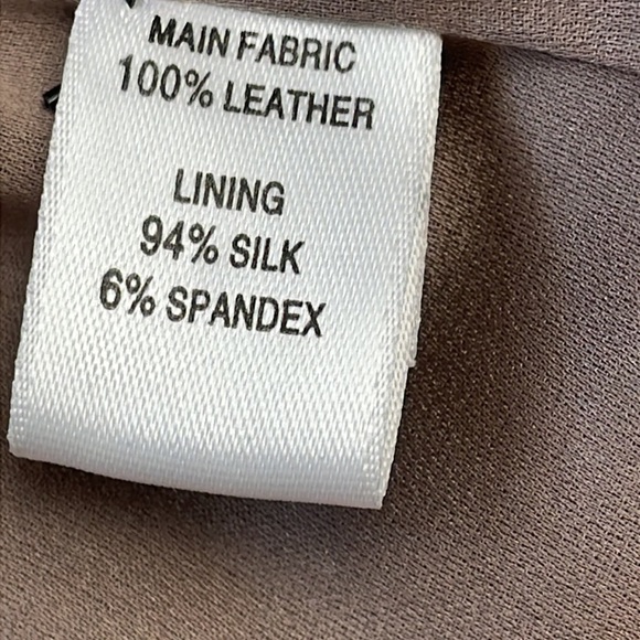 St John Leather Biker Moto Jacket Taupe Neutral 3/4 Sleeve Lightweight Fall 4 - Picture 9 of 13